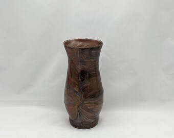 Glass Vase with Brown and Black Resin Glaze
