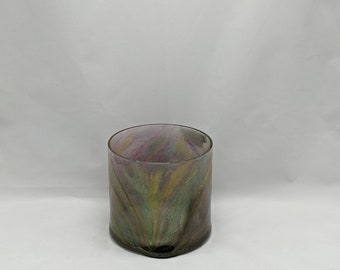 Short Wide Vase with golden rainbow resin gazing