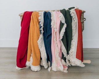 Baby Blanket | Fringe Blanket | Swaddle Blanket | Fringe Swaddle | Boho Blanket