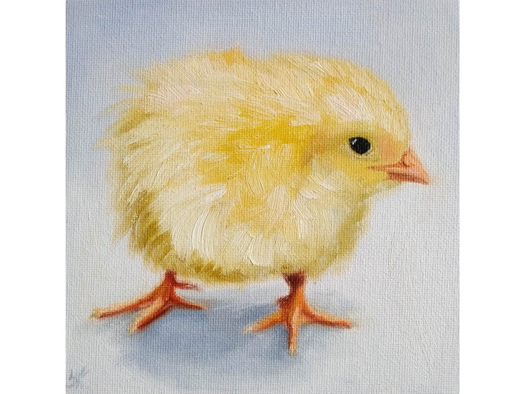 Chicken Painting Original Bird Artwork on Canvas Miniature - Etsy