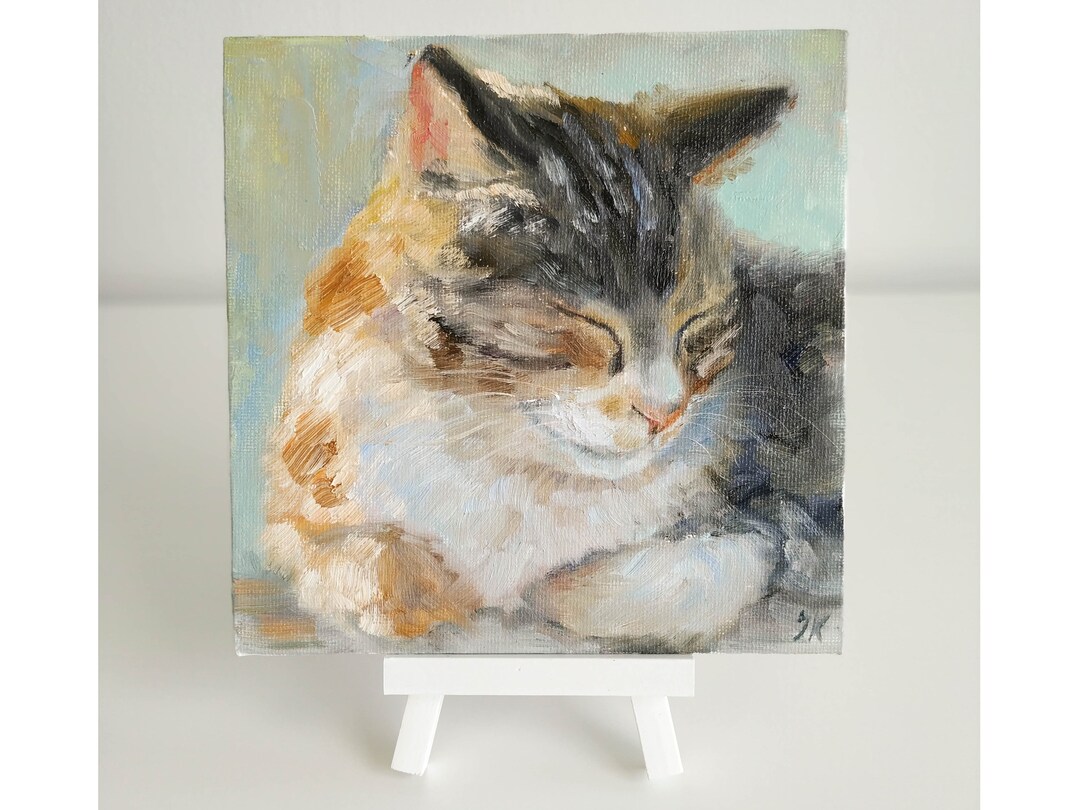 Tabby Cat Painting Original Sleeping Cat Artwork Custom Cat - Etsy