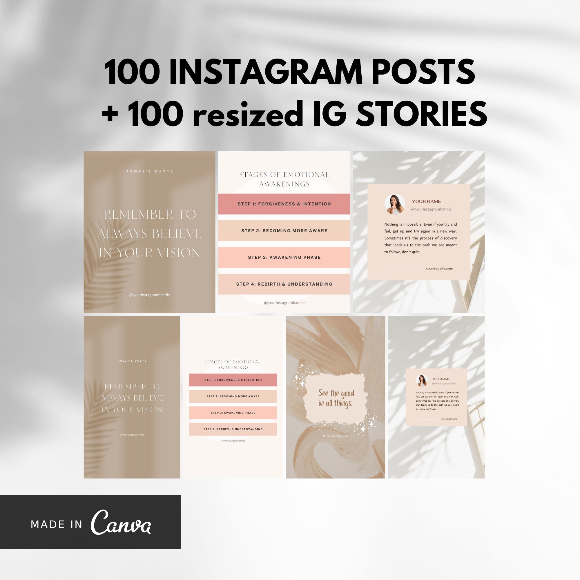 200 Coaching Instagram Template for Canva, Canva Template,life Coach ...
