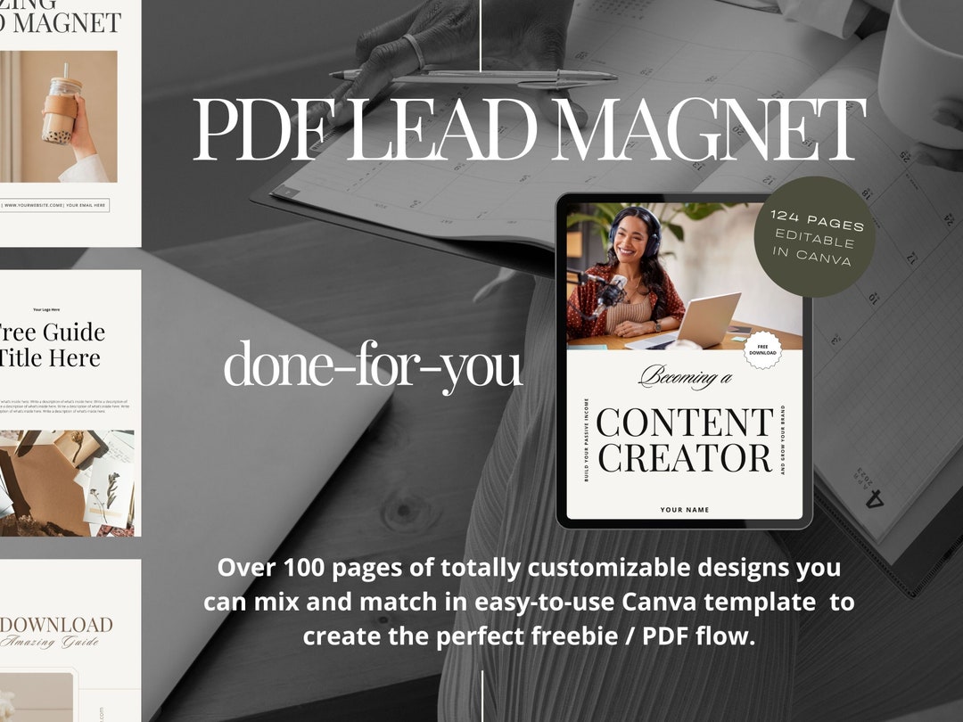 Lead Magnet Template, 124 Page PDF Template in Canva, Done for You Lead ...