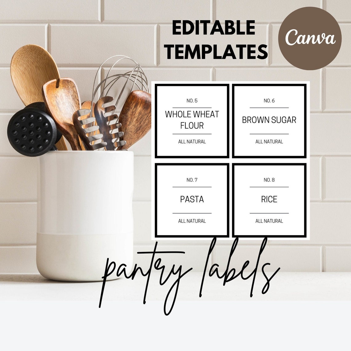 Printable Kitchen Labels Pantry Label Template Modern Minimalist Labels