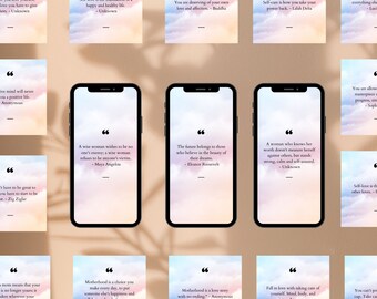 Paquete de 100 citas inspiradoras/ Plantillas editables/ Conjunto de citas motivacionales/ Publicaciones mínimas en redes sociales/ Amor propio / Negocios / Instagram