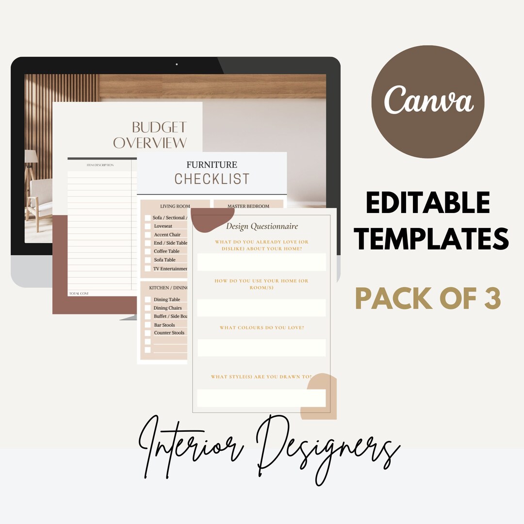Interior Design Questionnaire | Budget Sheet | Furniture Checklist ...