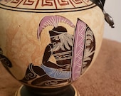 Classical Greek Amphora (reproduction), Handmade Hand Painted in Greece by Vayia Nos, Trojan War, Achilles wounded in heel