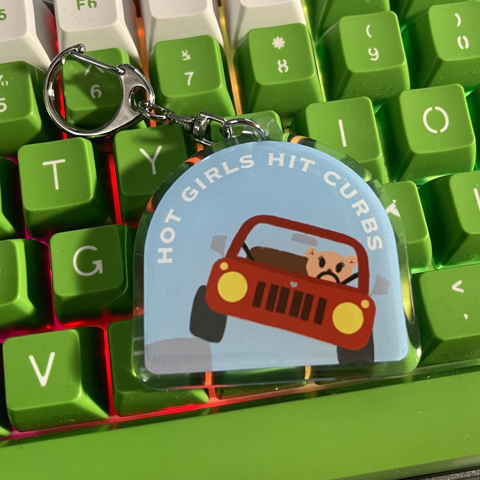 Hot Girls Hit Curbs Keychain, Funny Gift for Her, Bag Decor, Car