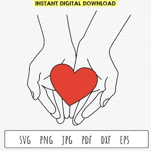Liefs svg | Handen die een hart | SVG, PNG, JPG, pdf, eps, dxf | Valentijnsdag svg | Cricut, Silhouet, Transparante Achtergrond