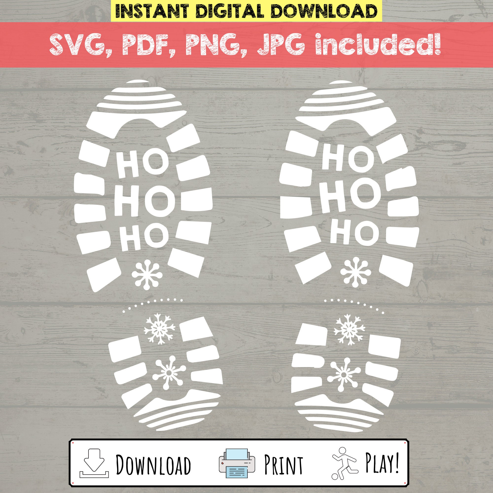 Santa Footprint Stencil Svg SVG PNG JPG Pdf Christmas | Etsy