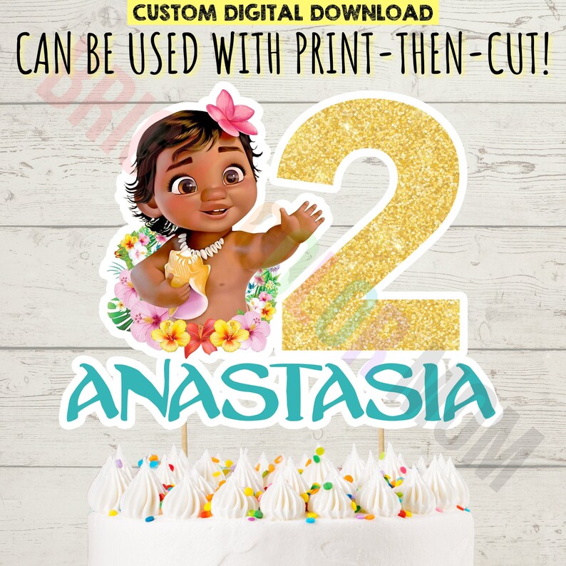 Custom Baby Moana Cake Topper Personalized Print Then Cut Etsy Custom Baby Moana Cake Topper Personalized Print Then Cut Etsy