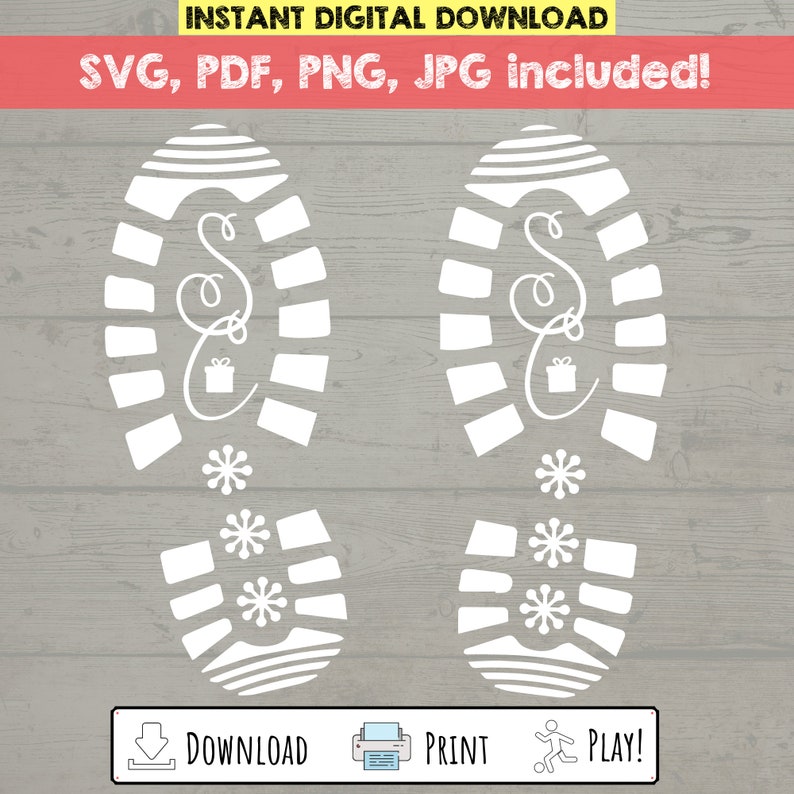 Santa Footprint Stencil Svg SVG PNG JPG Pdf Christmas - Etsy