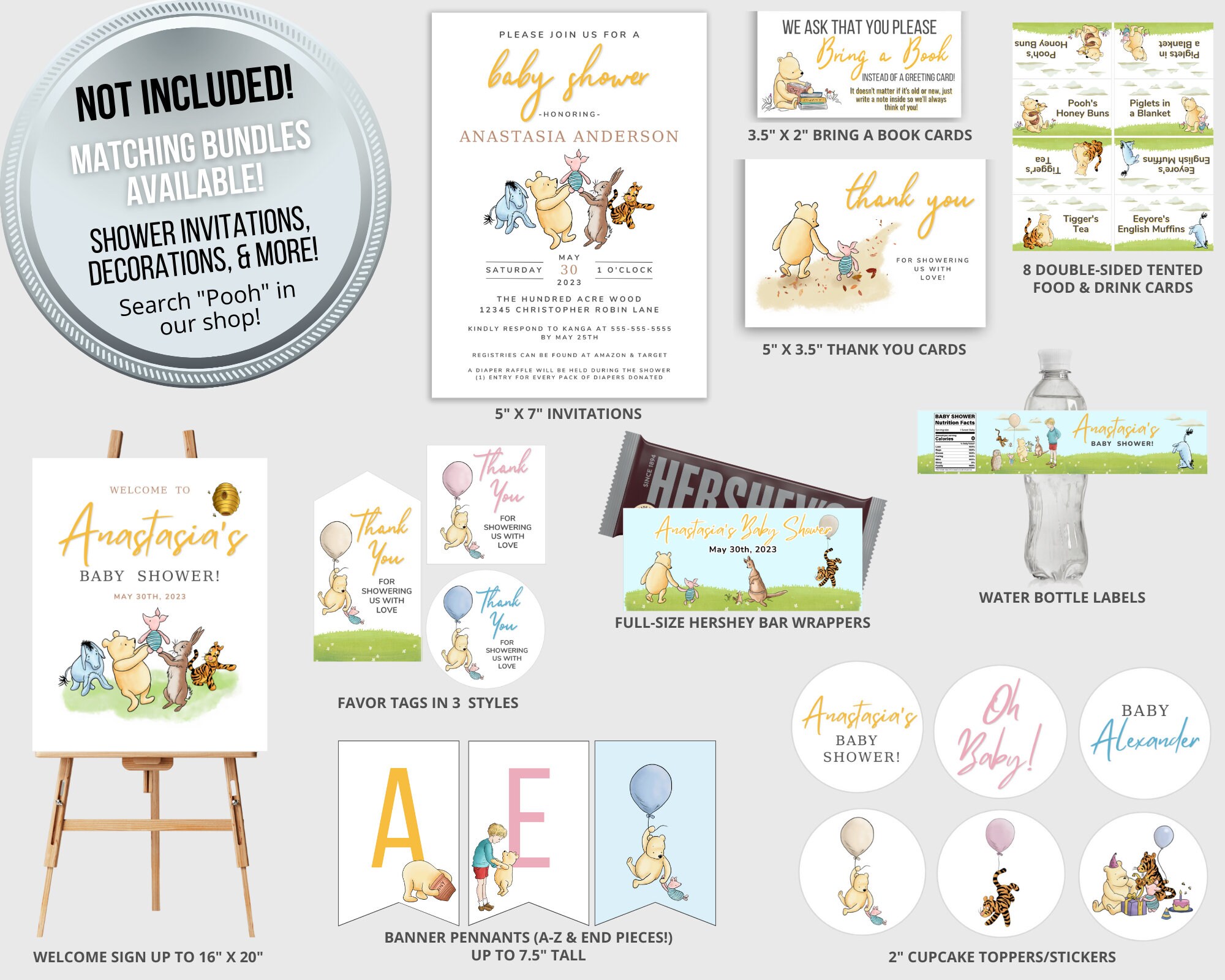 Classic Winnie-the-pooh Baby Shower Games Editable Printable - Etsy