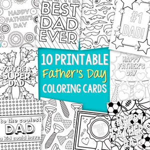 Printable Father's Day Coloring Cards Father's Day - Etsy