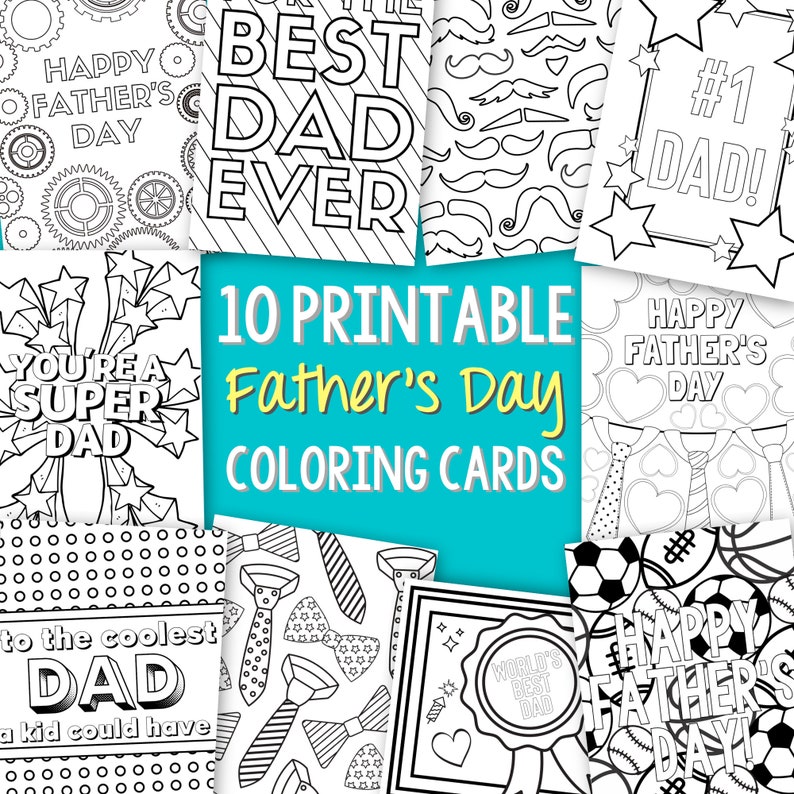 Printable Father's Day Coloring Cards Father's Day - Etsy