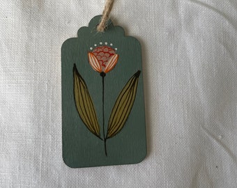 Lovely hand painted wooden gift tag