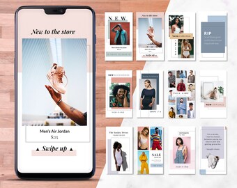 Instagram Story Template Bundle - eCommerce Bundle - 12 Editable Files - Instagram Stories Templates for Canva, Photoshop, Illustrator