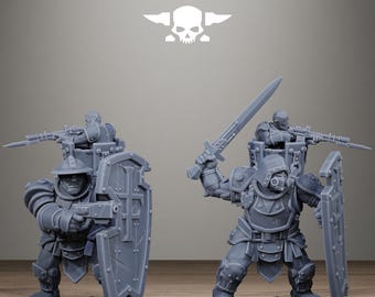 Royal Guard Shield Bearer - Elite Heavy Shield Infantry Resin Miniature for Sci-Fi Soldier Wargaming - Stationforge