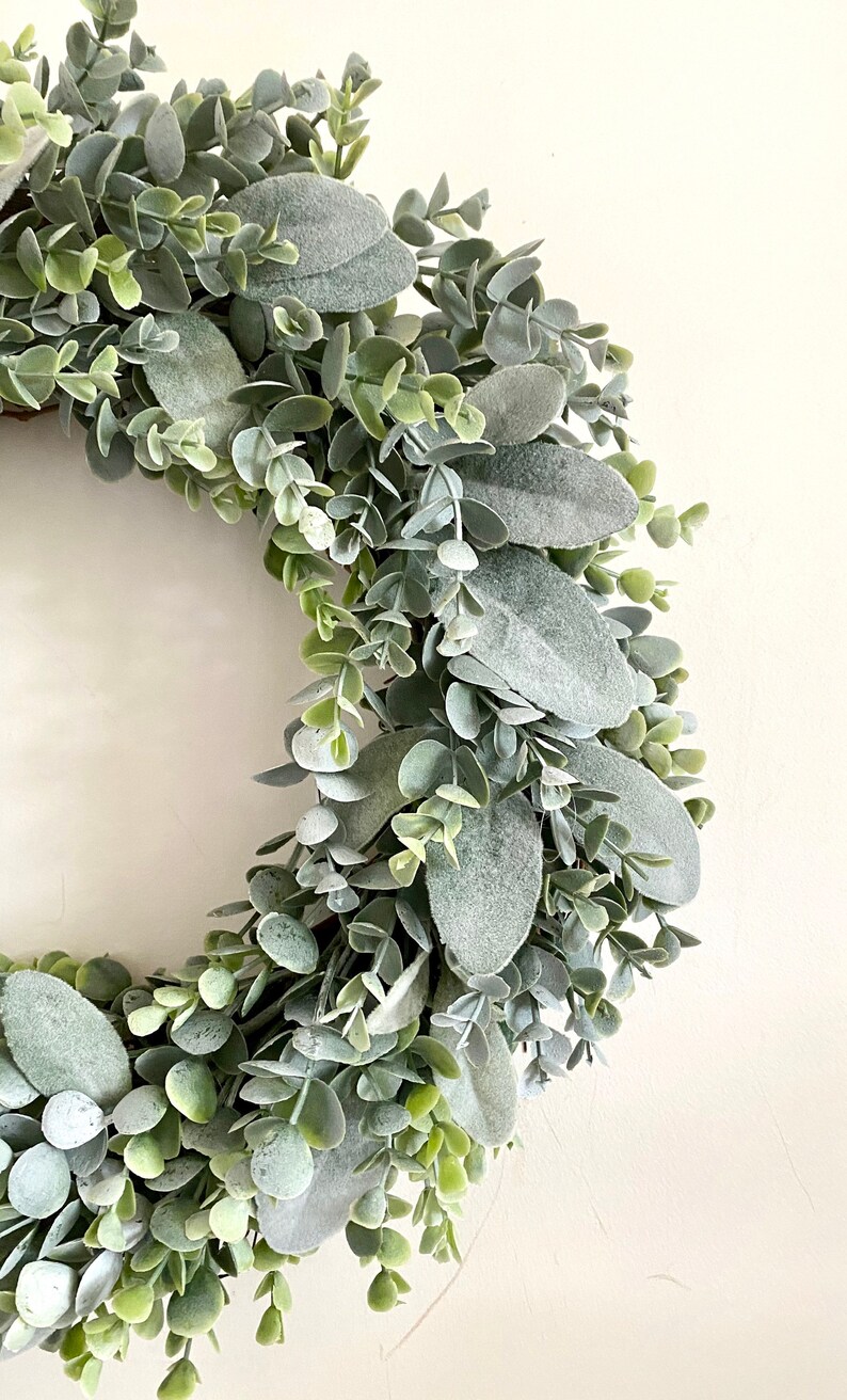 Eucalyptus and Lambs Ear Wreath Eucalyptus Wreath Faux Etsy