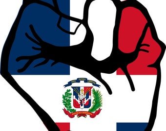 Dominican Republic Fist flag vinyl stickers-decals, Calcomania Puño Dominicano