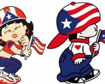 Puerto Rico flag vinyl stickers-decals 2 stickers Chicos Boricuas