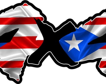 PUERTO RICO FLAG-Off Road Sticker-Decal- 4 X 4 - Bandera Boricua -Calcomania