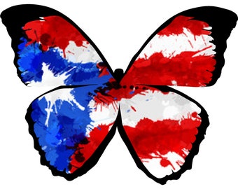 PUERTO RICO FLAG -Butterfly-Car Sticker Decal-Mariposa Boricua Calcomania #55