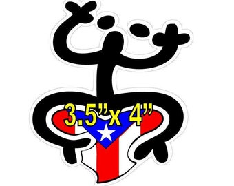 PUERTO RICO FLAG, Coqui Taino,  sticker decal, bandera boricua Coqui Taino #34