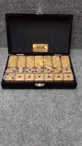 Personalized DOMINOES laser engraved Gold  tournament size black dots without spinners