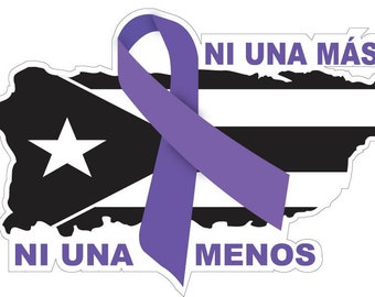 Puerto Rico flag vinyl stickers-decals, NI UNA VICTIMA Mas-#86