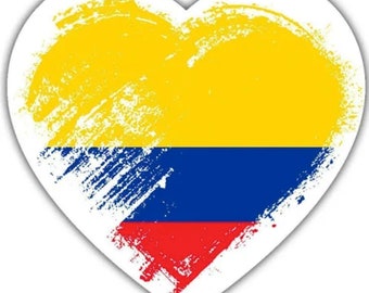 COLOMBIA FLAG sticker decal, Colombia Heart Shape ,Bandera Colombiana Corazon