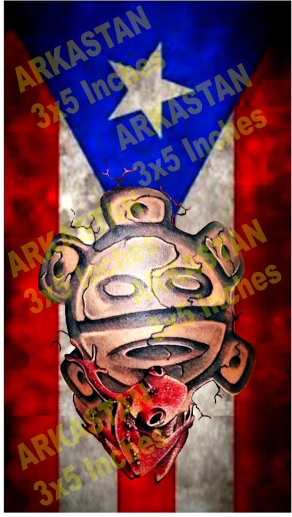 PUERTO RICO FLAG With Taino Sun and Coqui Sticker Decal | Etsy