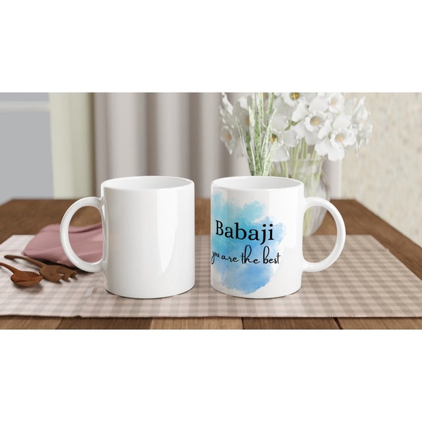 White 11oz Ceramic Mug great gift for male baba Babaji Dada grandfather desi indian punjabi gift