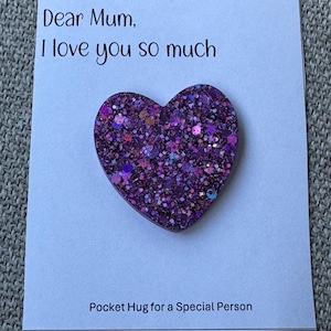 Tasche Umarmung Glitzer Herz Mama Mumie Muttertagskarte Stressabbau Anti-Angst Keep Safe Love Positivity Keep Safe Love Ermutigung