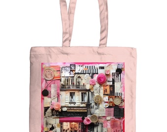 French France Paris Parisian Fashion textile ephemera shopper shopping beach tote crafts cute boho shabby chic hand bag