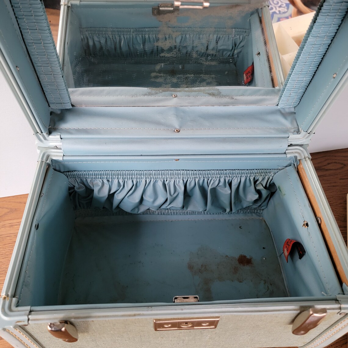 1950s Royal Traveller Blue Tweed Hardsided Train Case Etsy