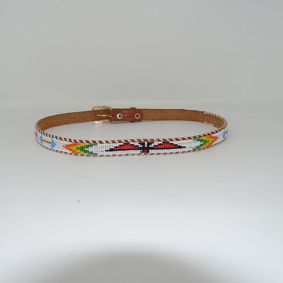 Vintage Skinny Beaded Ceinture en cuir Indien dAmérique Etsy