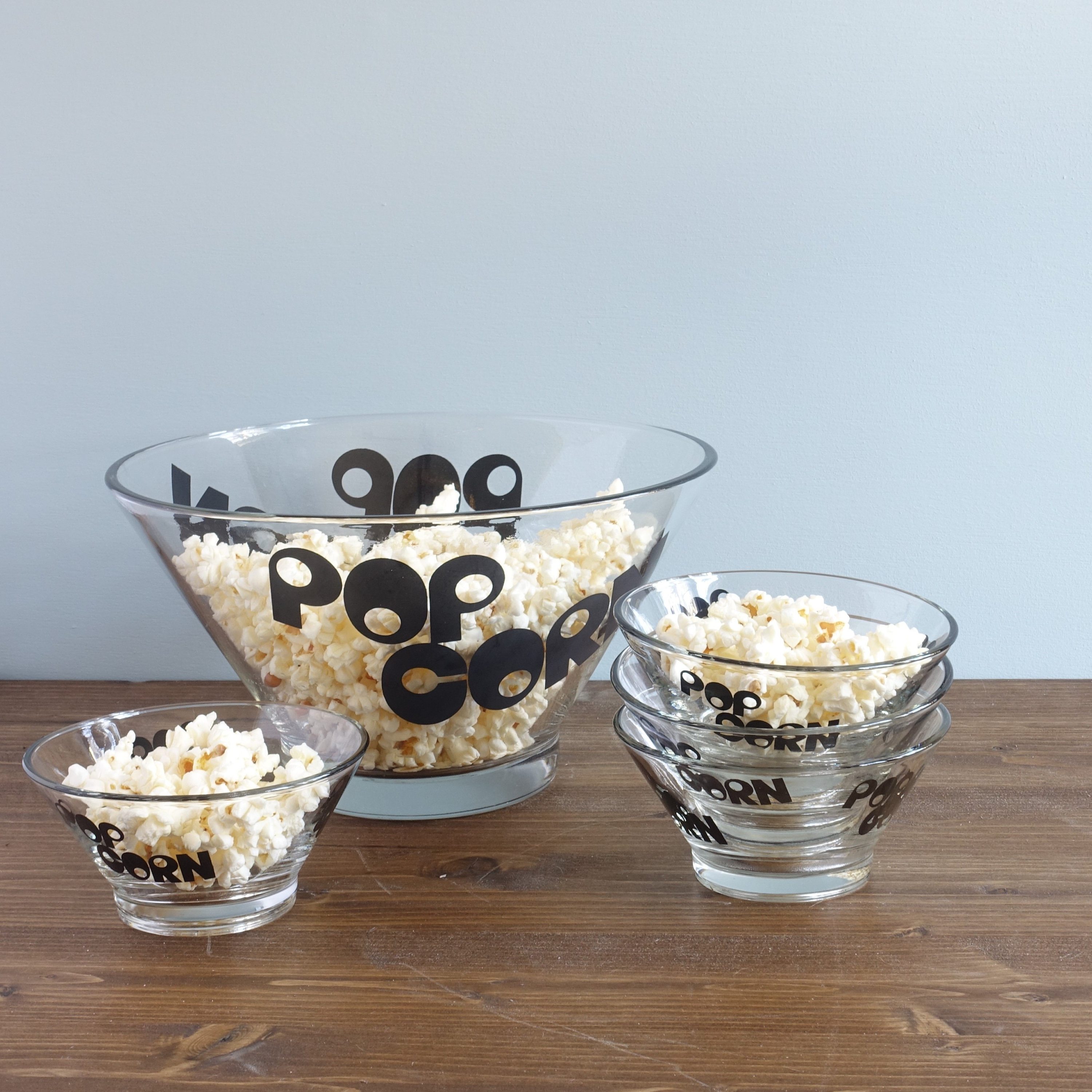 Wheaton Glass Popcorn Bowl Set Set of 5 Popcorn Serving Set Etsy