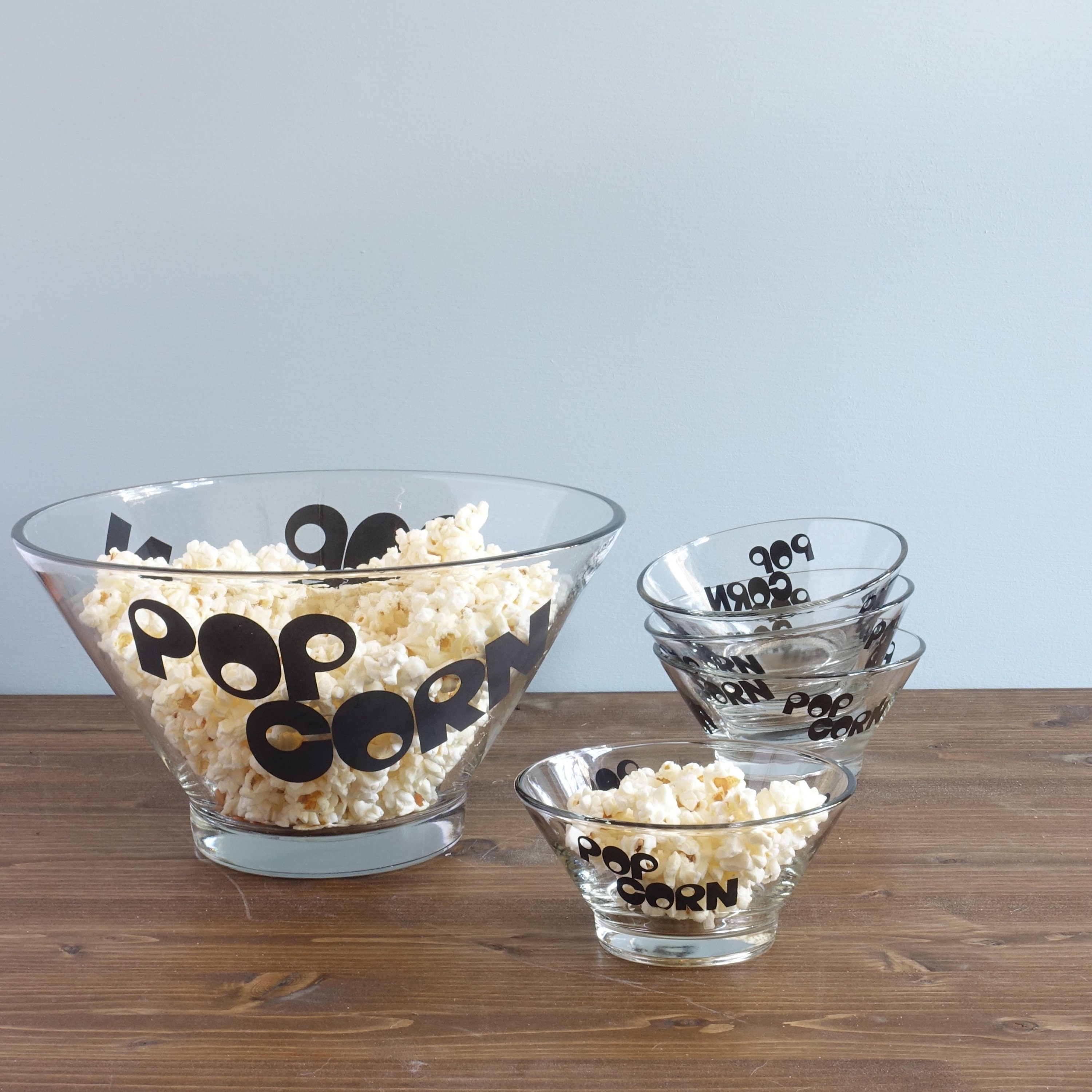 Wheaton Glass Popcorn Bowl Set Set of 5 Popcorn Serving Set Etsy New Zealand