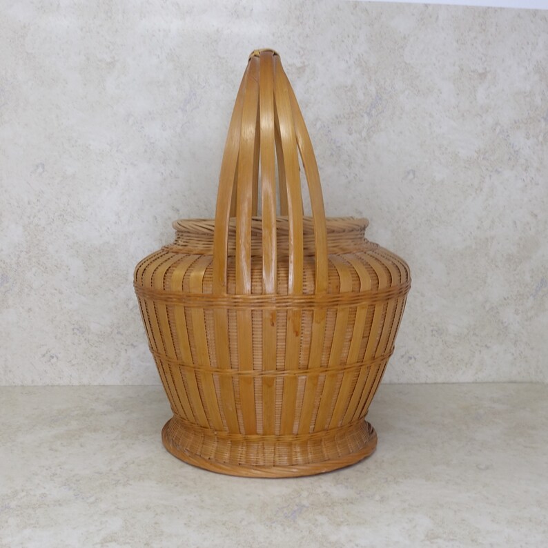 Vintage Wicker Basket Vase Shaped Structured Vintage Wicker Etsy