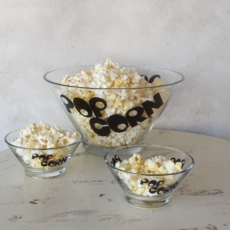 Wheaton Glass Popcorn Bowl Set Set of 6 Popcorn Serving Set Etsy