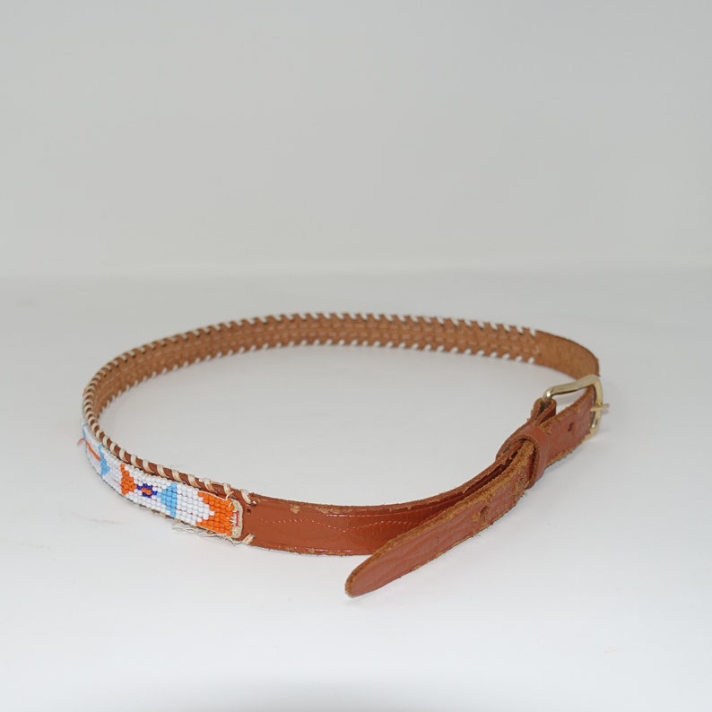 Vintage Skinny Beaded Ceinture en cuir Indien dAmérique Etsy