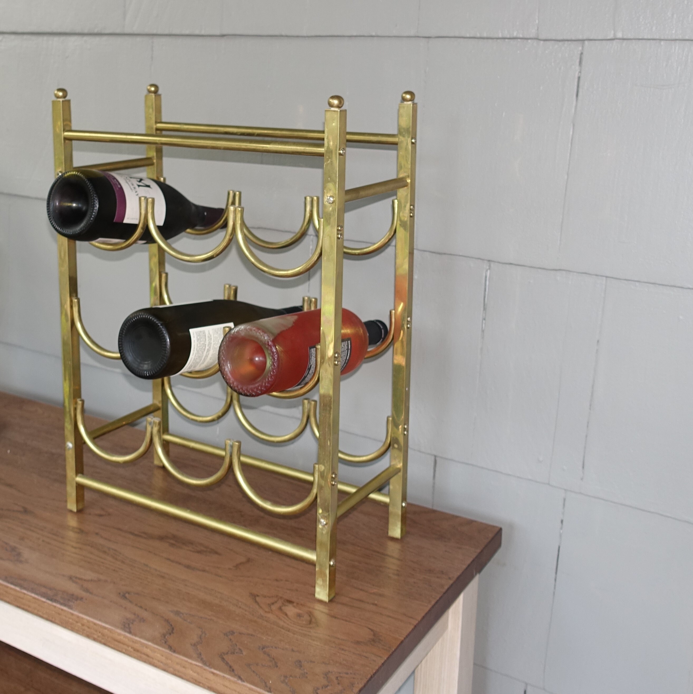 Countertop Wine Rack Brass Tube Wine Rack Vintage Holds 9 Etsy