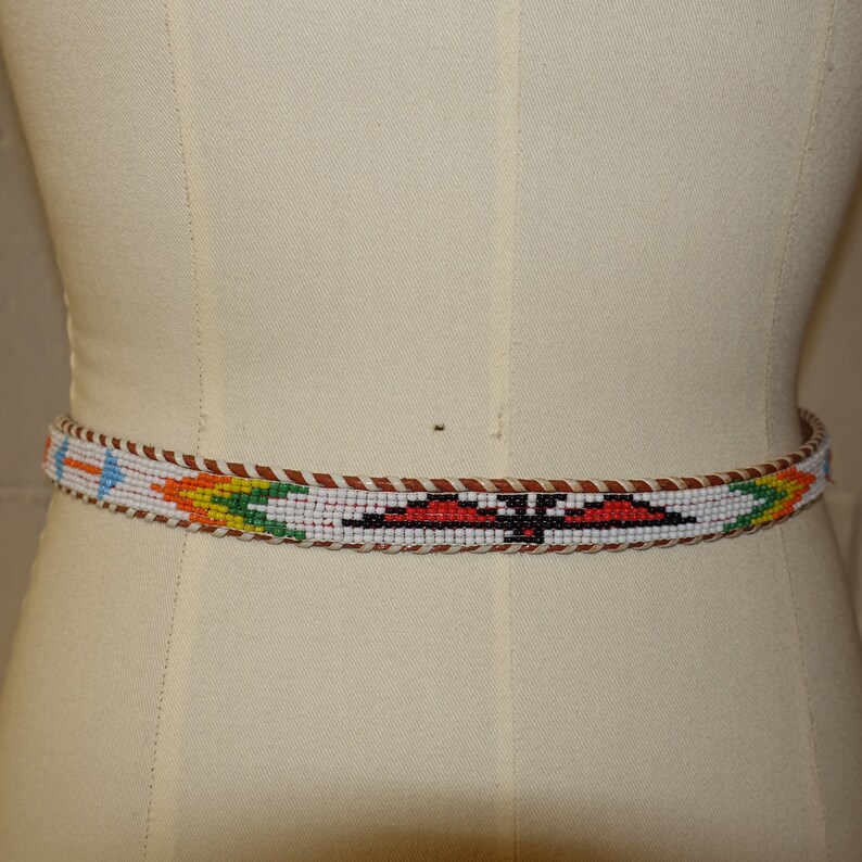 Vintage Skinny Beaded Ceinture en cuir Indien dAmérique Etsy