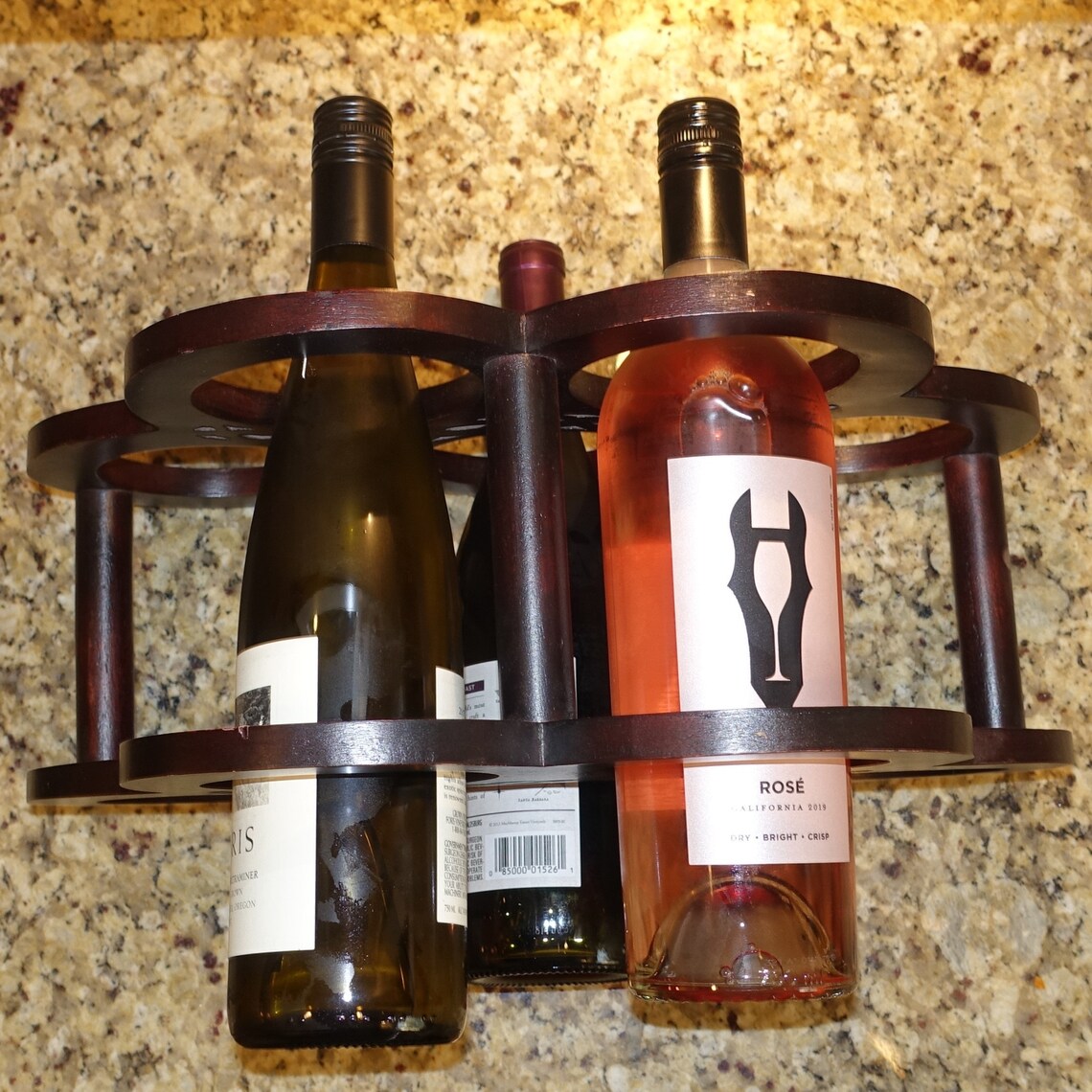 Countertop Wine Rack Holds 5 Bottles Carved Cherry Wine Etsy