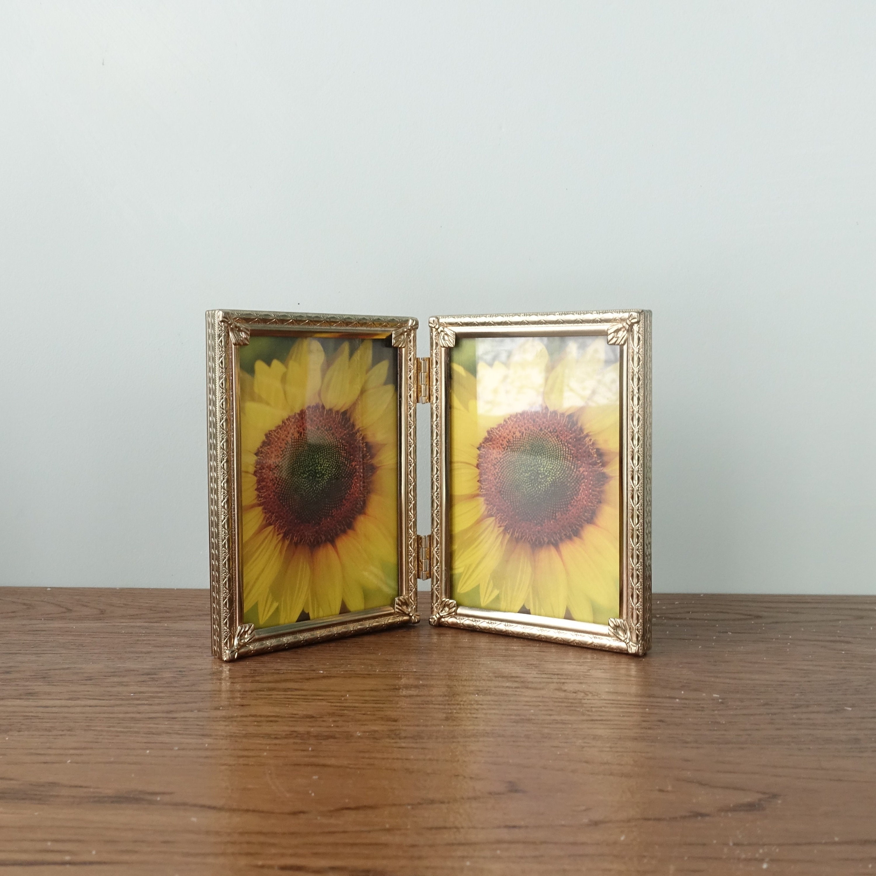 Vintage Gold Bifold Tabletop Picture Frames Vintage 2 Photo Etsy