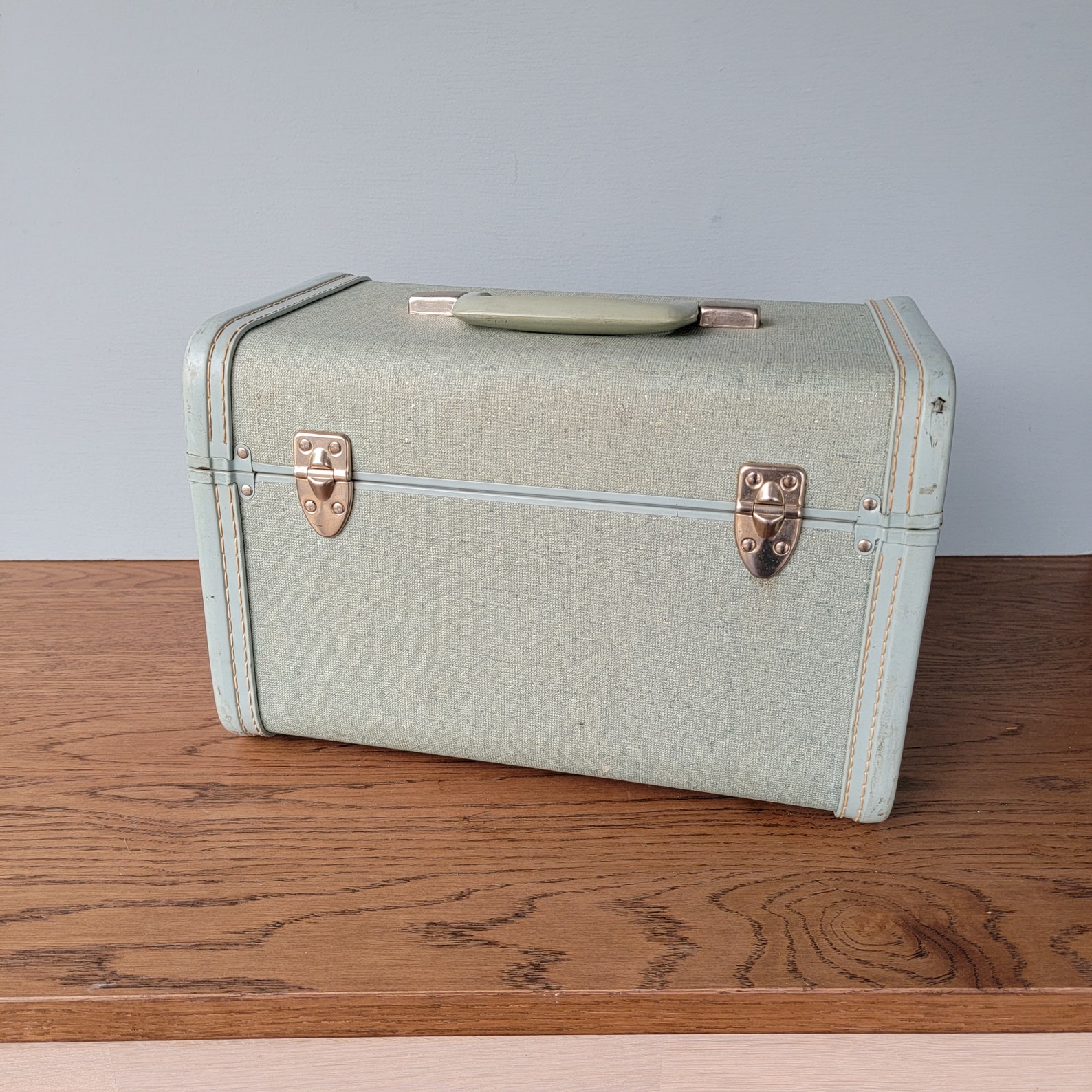 1950s Royal Traveller Blue Tweed Hardsided Train Case Etsy