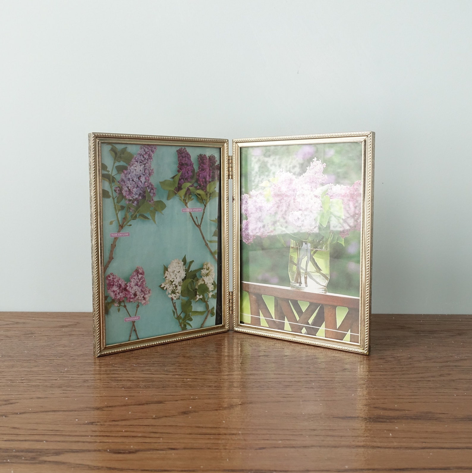 Vintage Gold Bifold Tabletop Picture Frames Vintage 2 Photo Etsy