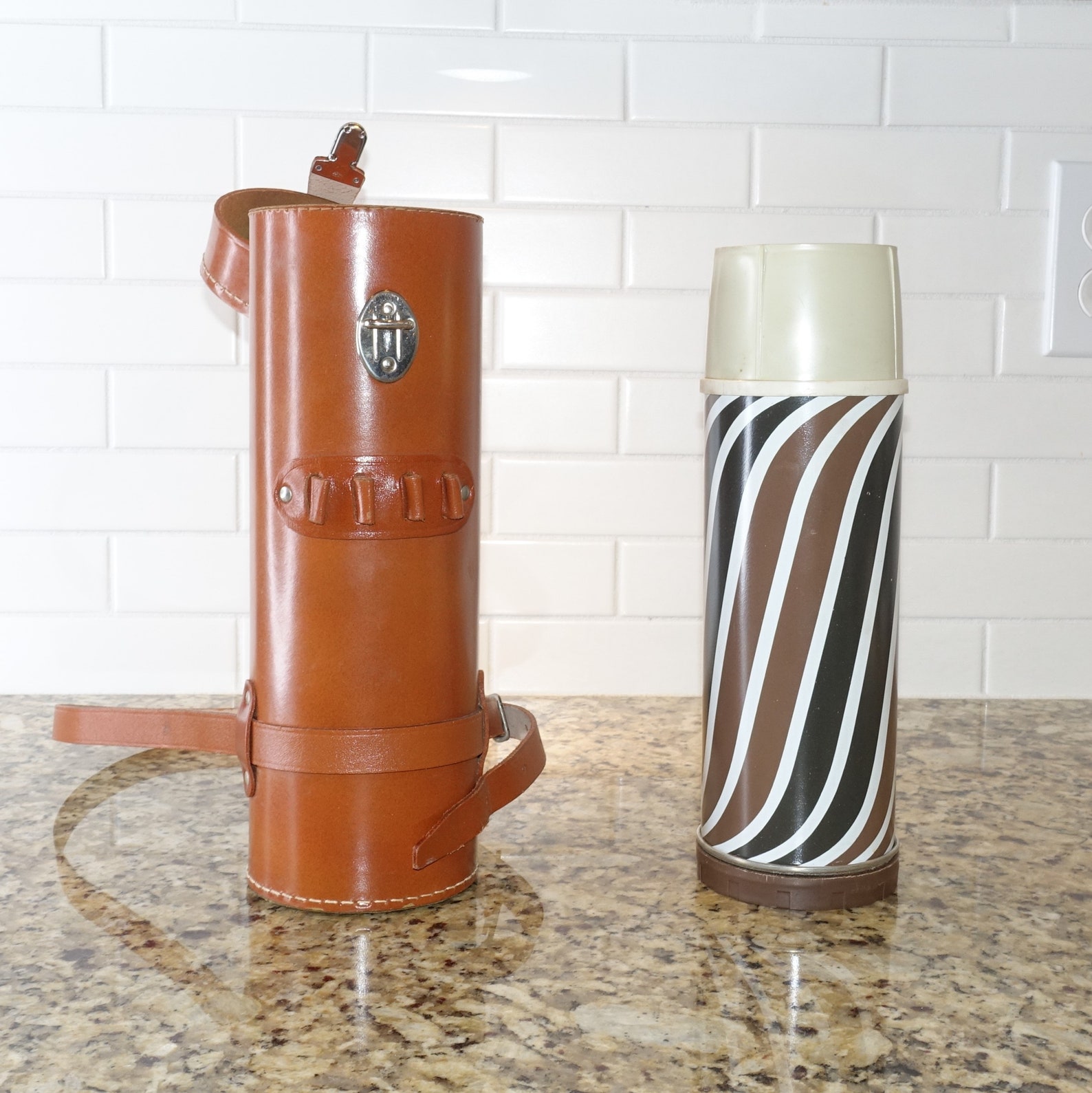 National Dynamics Leather Thermos Carry Case Spring Loaded Etsy