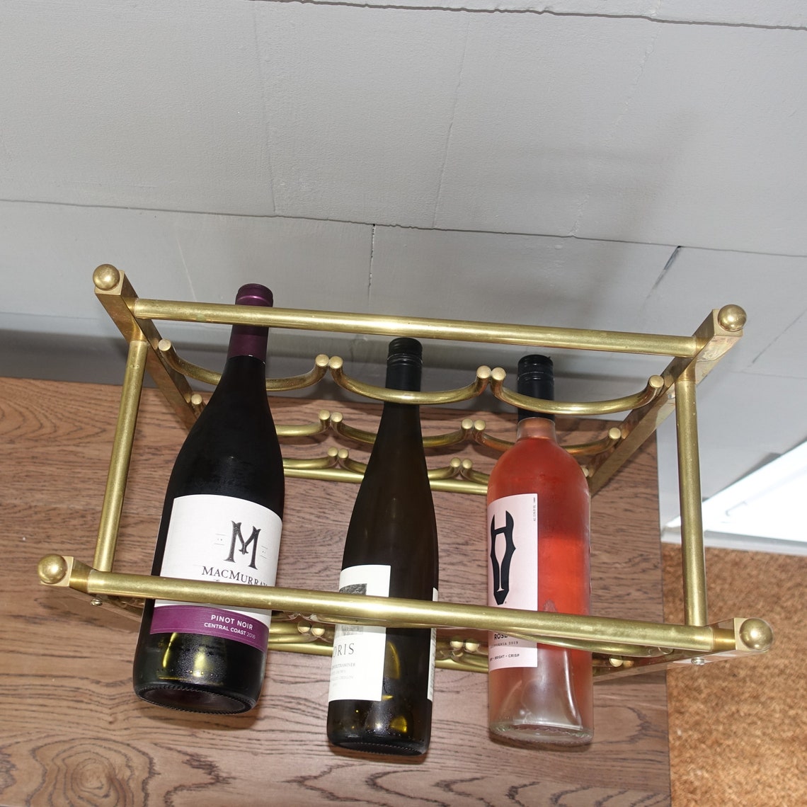 Countertop Wine Rack Brass Tube Wine Rack Vintage Holds 9 Etsy